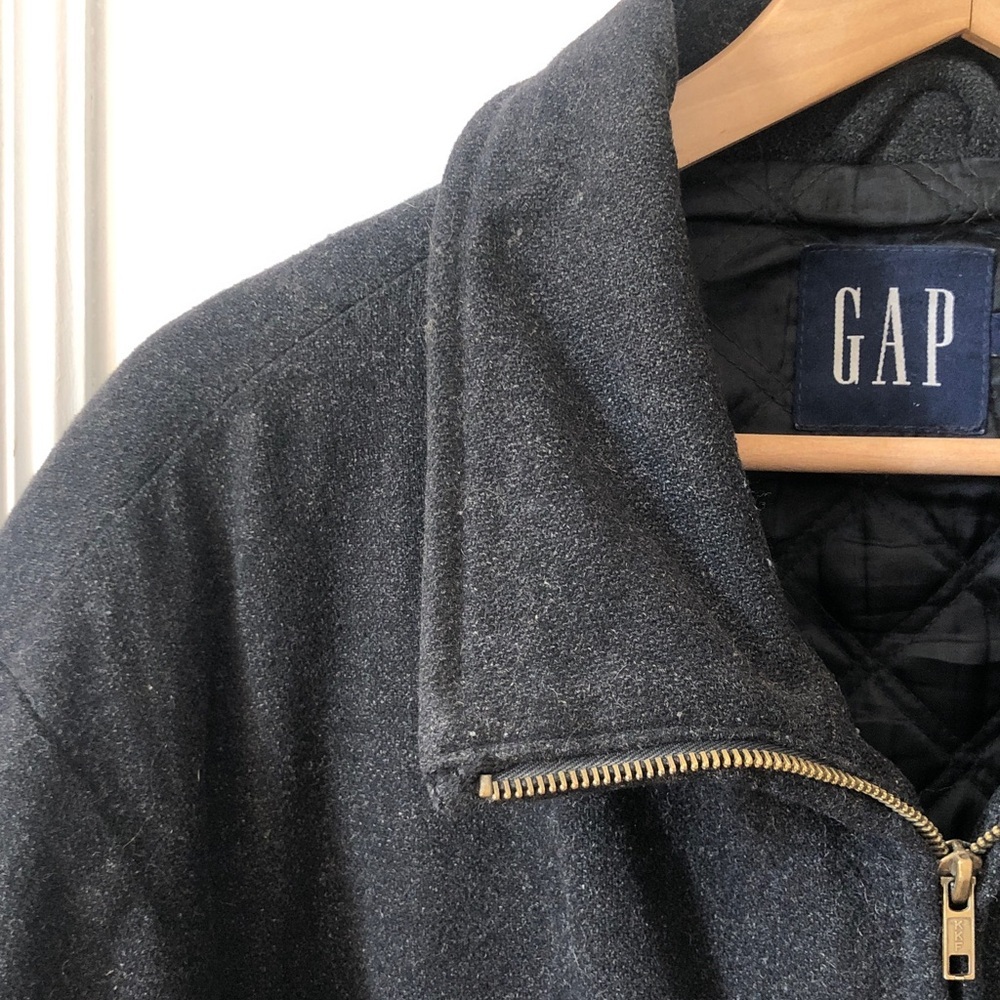 GAP Full-Zip Wool Collared Bomber Jacket Large - Picture 4 of 8
